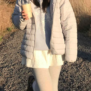 Teddy Fur Collar Warm Line Neck Zip-Up Long Padded Jacket