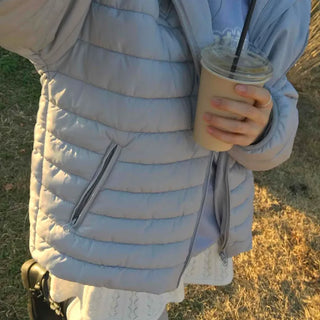 Teddy Fur Collar Warm Line Neck Zip-Up Long Padded Jacket