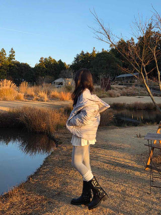 Teddy Fur Collar Warm Line Neck Zip-Up Long Padded Jacket