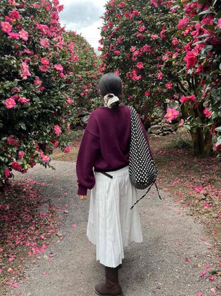Balloon Sleeve Round Neck Oversized Knit