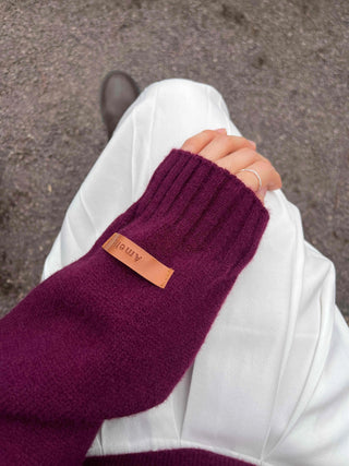 Balloon Sleeve Round Neck Oversized Knit