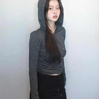 Daily Melange Skinny Fit Crop Hoodie