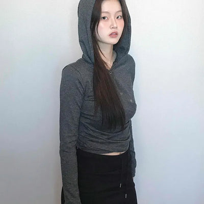 Daily Melange Skinny Fit Crop Hoodie