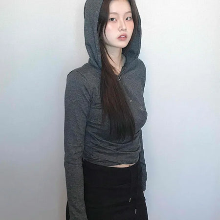 Daily Melange Skinny Fit Crop Hoodie