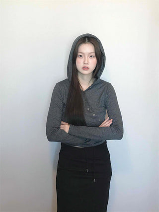 Daily Melange Skinny Fit Crop Hoodie