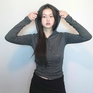 Daily Melange Skinny Fit Crop Hoodie