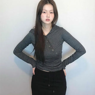 Daily Melange Skinny Fit Crop Hoodie