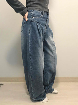 Balloon Fit Gradient Wash Low-Rise Denim Pants