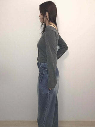 Balloon Fit Gradient Wash Low-Rise Denim Pants