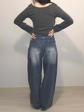 Balloon Fit Gradient Wash Low-Rise Denim Pants