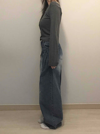 Balloon Fit Gradient Wash Low-Rise Denim Pants