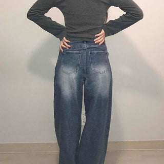 Balloon Fit Gradient Wash Low-Rise Denim Pants