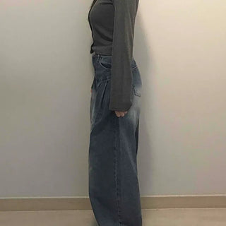 Balloon Fit Gradient Wash Low-Rise Denim Pants