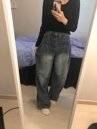 Balloon Fit Gradient Wash Low-Rise Denim Pants