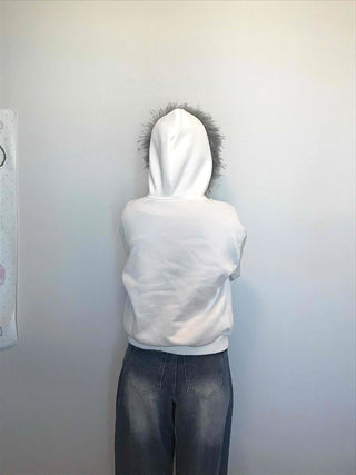 French Stitch Pocket Loose Fit Fleece Zip-Up Hoodie