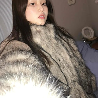 Soft raccoon fur jacket