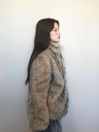 Soft raccoon fur jacket