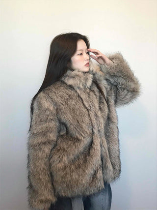 Soft raccoon fur jacket