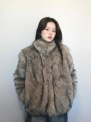 Soft raccoon fur jacket