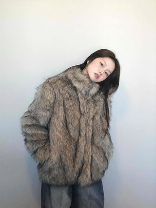 Soft raccoon fur jacket