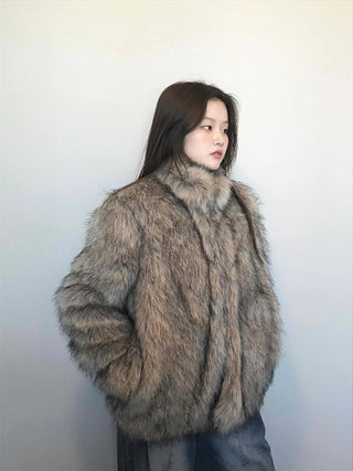 Soft raccoon fur jacket