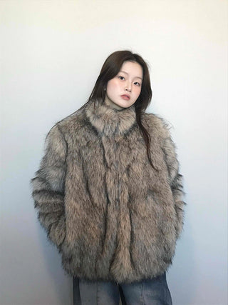 Soft raccoon fur jacket