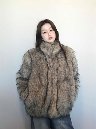 Soft raccoon fur jacket