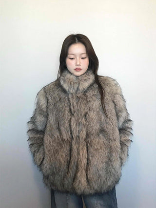 Soft raccoon fur jacket
