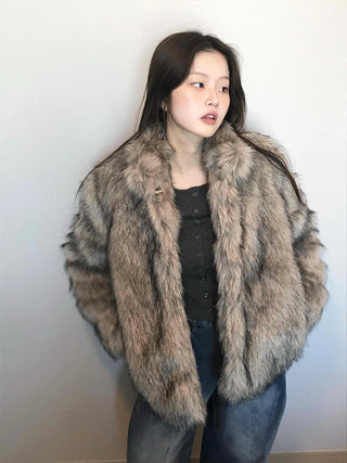 Soft raccoon fur jacket