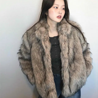 Soft raccoon fur jacket