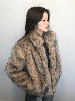 Soft raccoon fur jacket