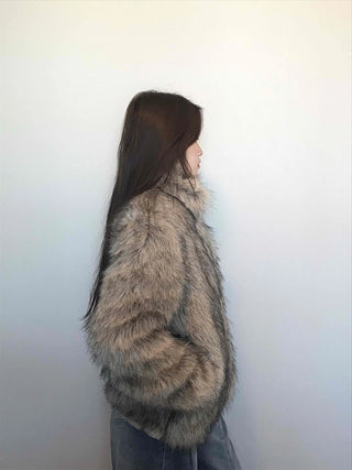 Soft raccoon fur jacket