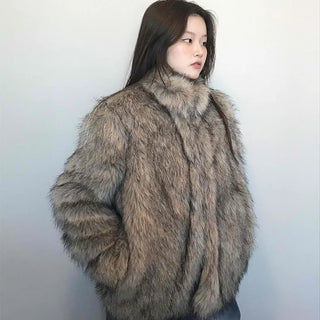 Soft raccoon fur jacket