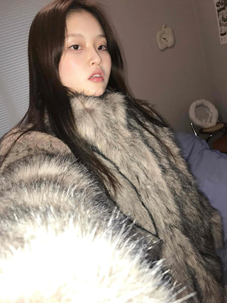Soft raccoon fur jacket