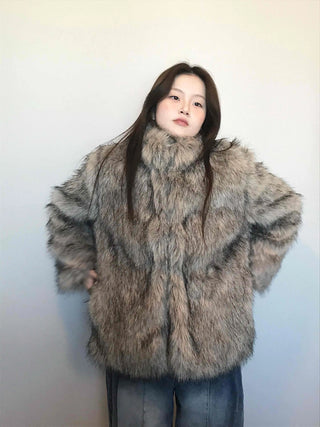 Soft raccoon fur jacket