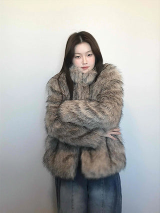 Soft raccoon fur jacket