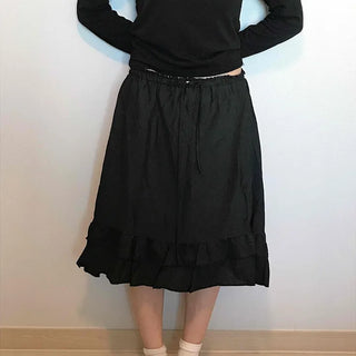 Bohemian String Ruffle Henline Banding Midi Skirt