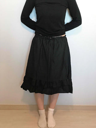 Bohemian String Ruffle Henline Banding Midi Skirt