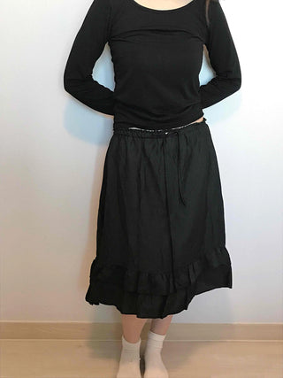 Bohemian String Ruffle Henline Banding Midi Skirt