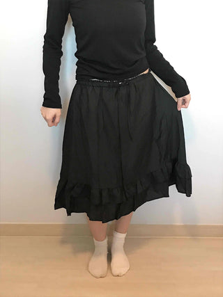 Bohemian String Ruffle Henline Banding Midi Skirt