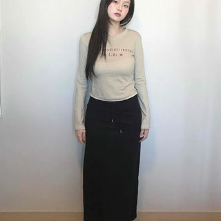 Modern Simple Elastic Slim H-Line Long Skirt