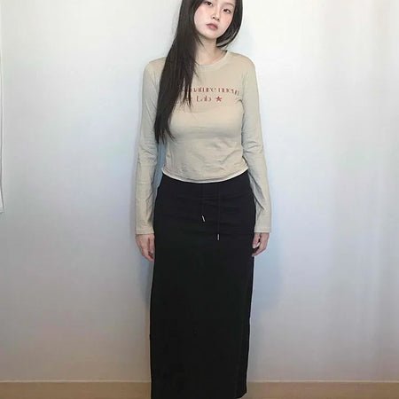 Modern Simple Elastic Slim H-Line Long Skirt