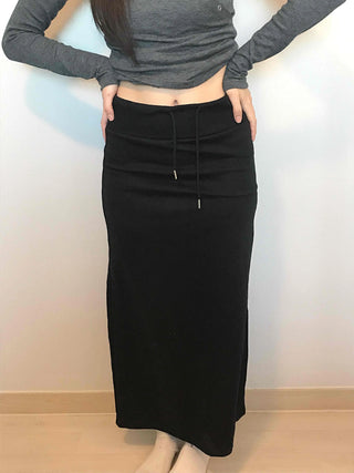 Modern Simple Elastic Slim H-Line Long Skirt