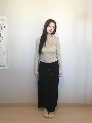 Modern Simple Elastic Slim H-Line Long Skirt