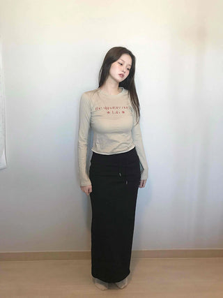 Modern Simple Elastic Slim H-Line Long Skirt