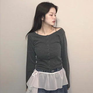 Mermaid Chiffon Frill Asymmetrical Mini Skirt