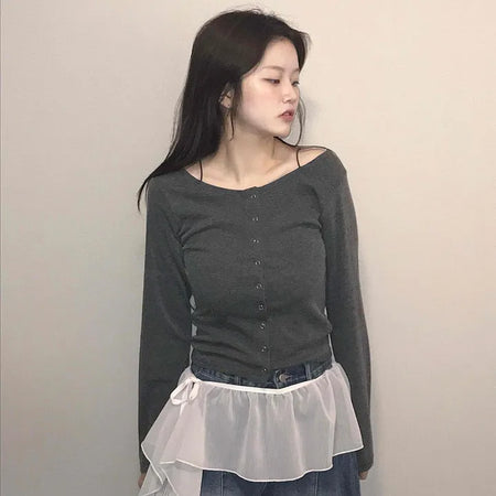 Mermaid Chiffon Frill Asymmetrical Mini Skirt