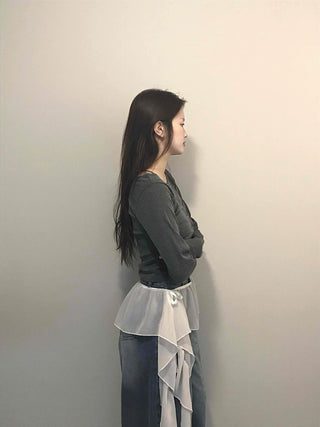 Mermaid Chiffon Frill Asymmetrical Mini Skirt
