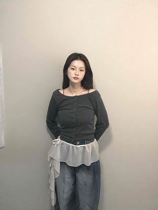 Mermaid Chiffon Frill Asymmetrical Mini Skirt
