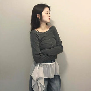 Mermaid Chiffon Frill Asymmetrical Mini Skirt